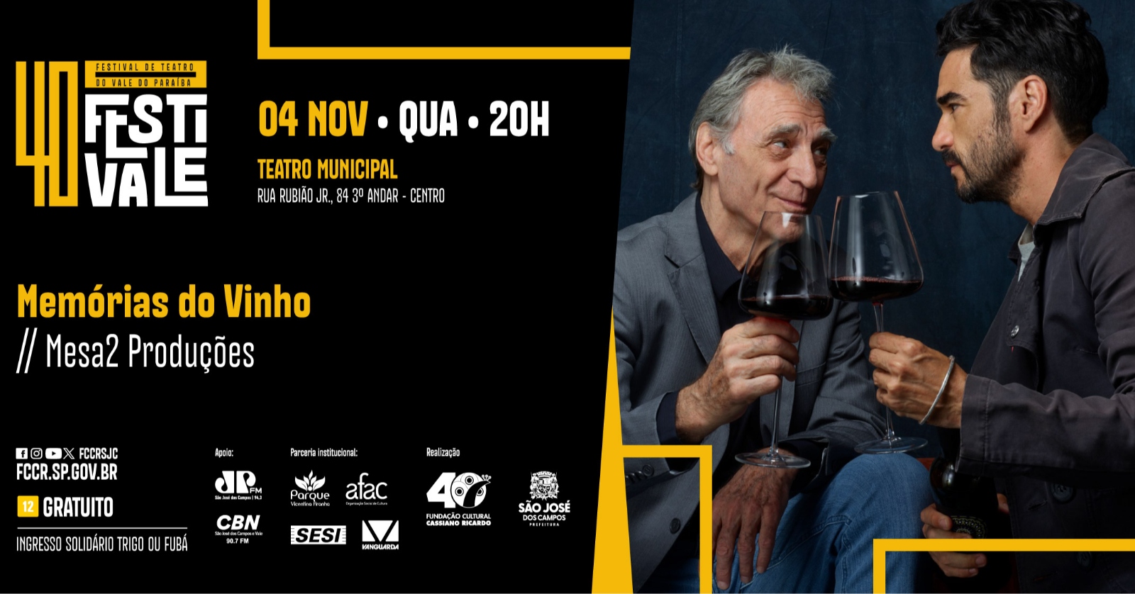 TEATRO MUNICIPAL - R. Rubião Júnior, 84 - 40º FESTIVALE - Memórias do Vinho (ABERTURA)